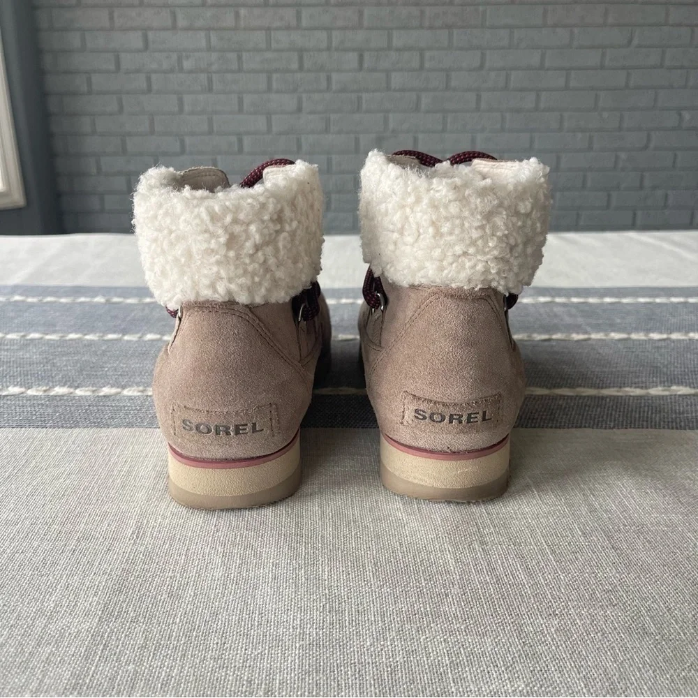 Sorel Harlow Lace Cozy Boots Shearling Size 8.5